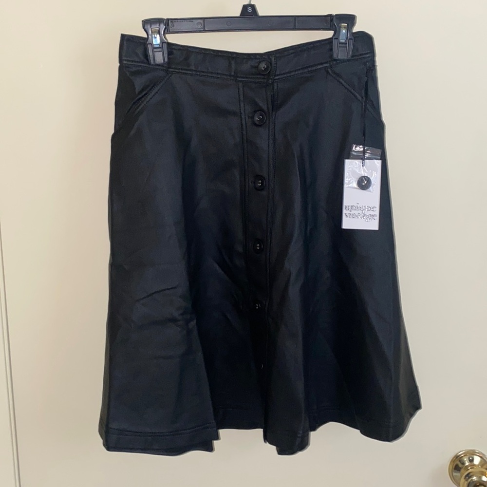 Unique vintage vegan black flare skirt